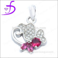 Wholesale Silver Jewelry Micro Pave Setting Ruby Butterfly Pendant